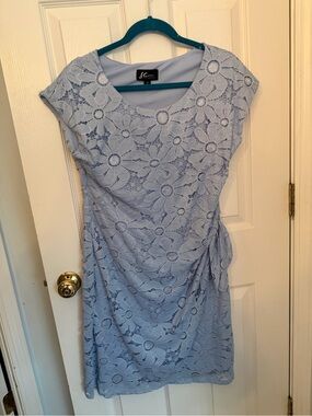 Studio Connection Light Blue Lace Cap-Sleeve Dress